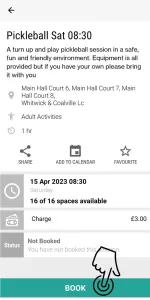Booking Screen